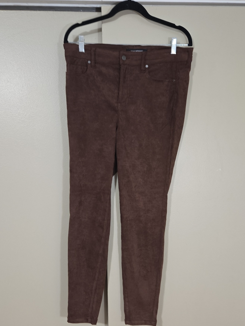 Liverpool Women's Brown Suede-Look Slim Pants